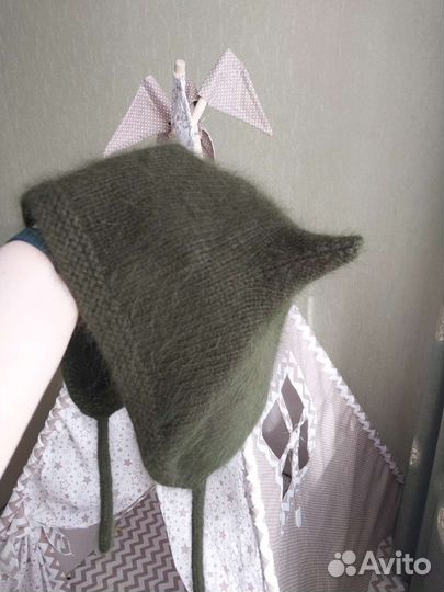 Шапка чепчик с ушками женская