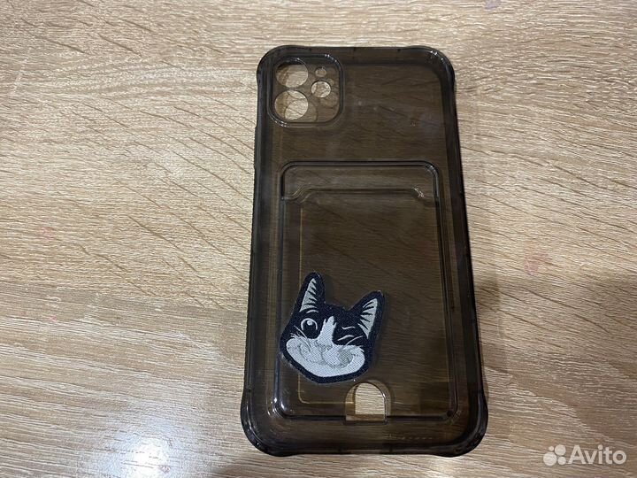 Чехол прозрачно-чёрный защитный на 11 айфон