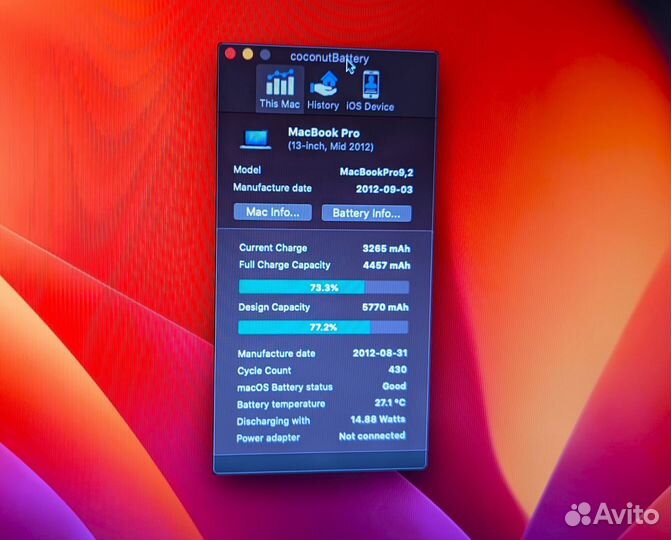 Macbook pro 13 2012 i7/16gb/SSD250gb+750gb