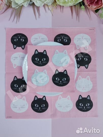 Салфетки бумажные для праздника Котики