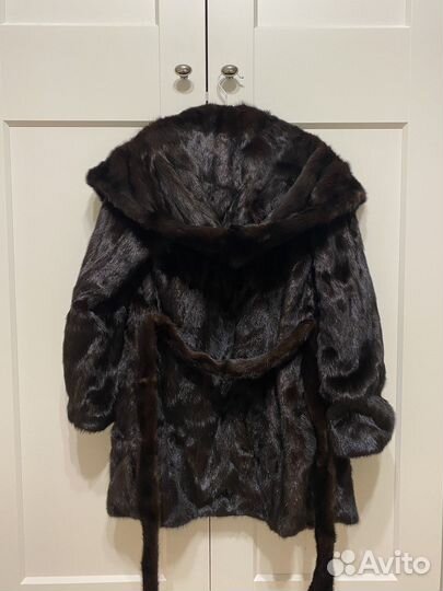 Шуба норковая с капюшоном