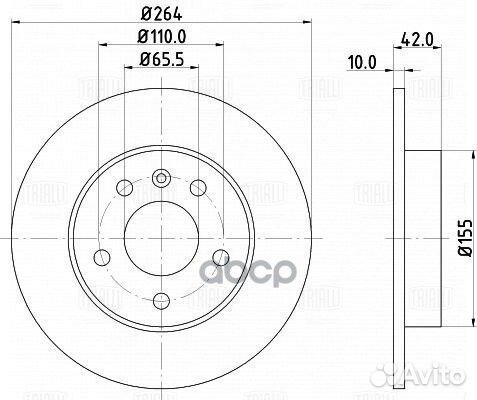 Диск тормозной зад DF210203 Trialli