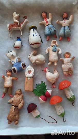 Елочные игрушки СССР ватные