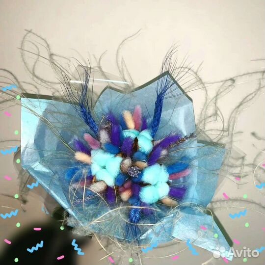 Букет из сухоцветов со стабилизированной розой