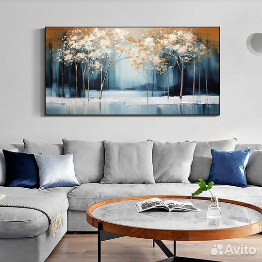 Картина маслом на холсте Зимний пейзаж Лес