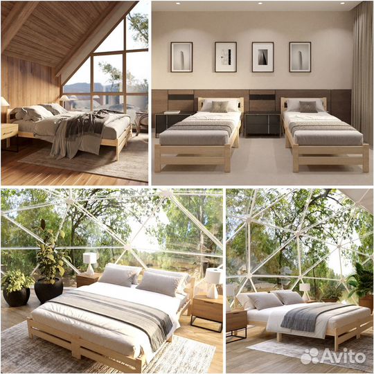 Двухъярусная кровать из массива дерева