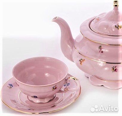 Набор чайных пар Розовый фарфор. Леандер