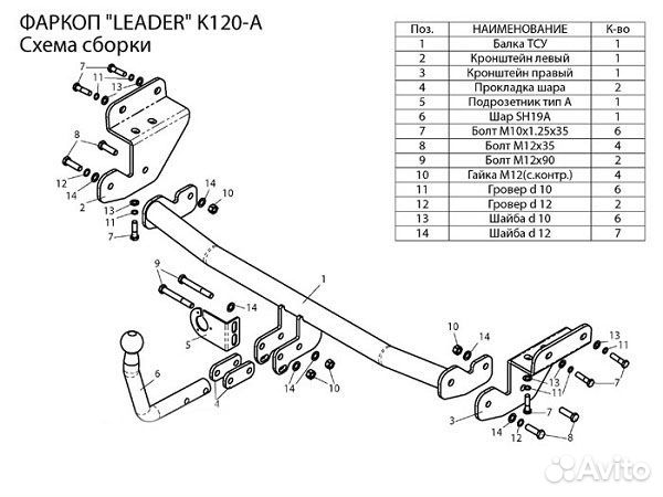 Фаркоп Kia Ceed Хетчбэк (5 дв) 2012-2018