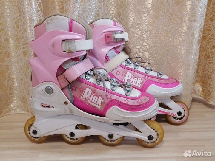 Ролики Larsen 36-41 розовые раздвижные детские