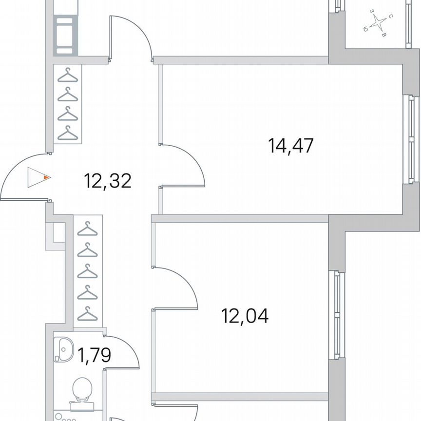 3-к. квартира, 79,4 м², 2/5 эт.