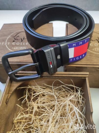Ремень мужской кожаный Томи Хелфайгер