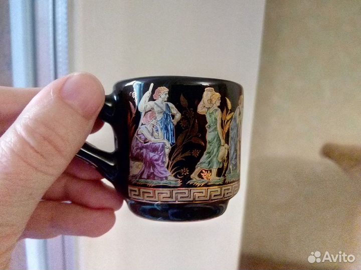 Кофейный сервиз «Греция» с позолотой, 6 персон