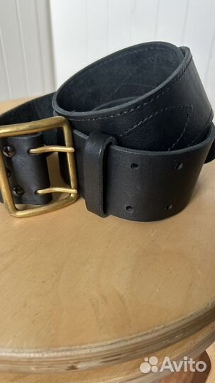 Ремень мужской офицерски кожаный черный