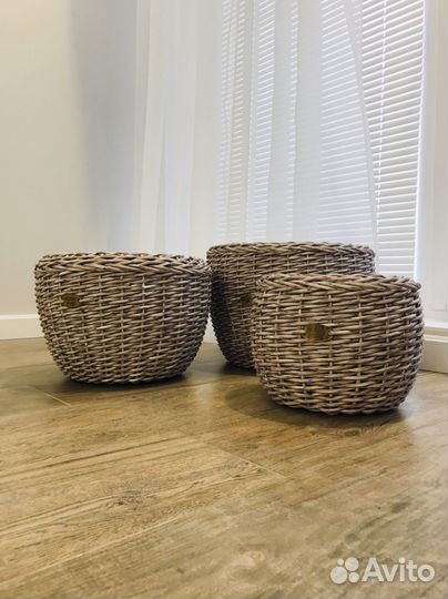 Кашпо из искусственного ротанга набор