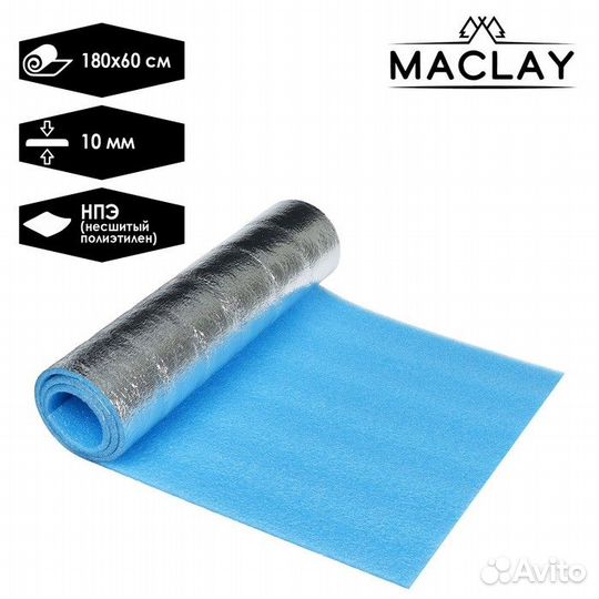 Коврик туристический, фольгированный, р. 180 х 60