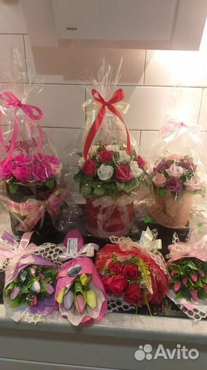 Букеты из мыльных роз