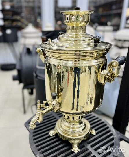 Тульский самовар латунный 7 л