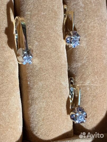 Комплект бриллиантовый серьги и Кольцо