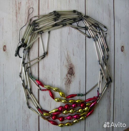 Ёлочные бусы 6 ниток по 1 метру СССР