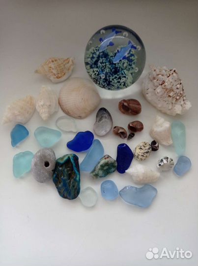 Ракушки раковины стеклянные камушки для аквариума