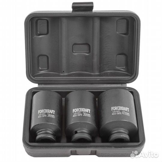 Головки ударные глубокие, набор 3пр., 1/2