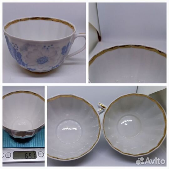 Предметы сервиза Вербилки Голубые цветы (чашек нет