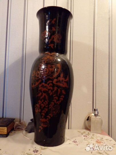 Ваза напольная большая гравировка глиняная