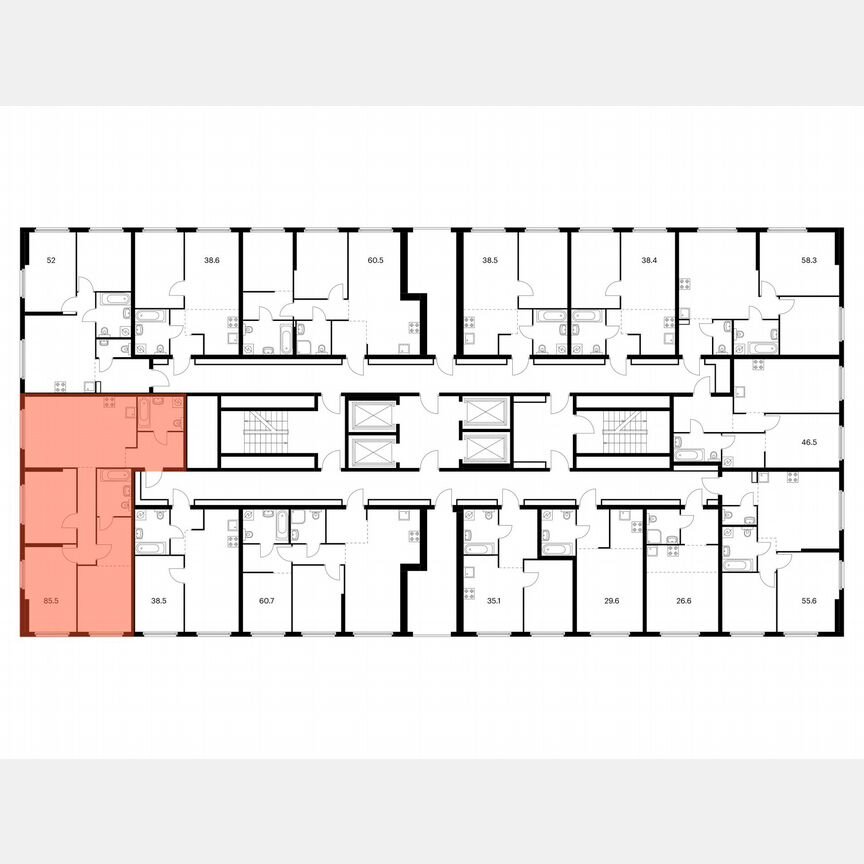 3-к. квартира, 85,5 м², 12/32 эт.