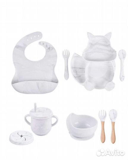 Набор детской посуды силикон