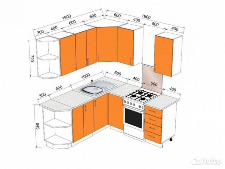 Кухня угловая 190х190 со склада