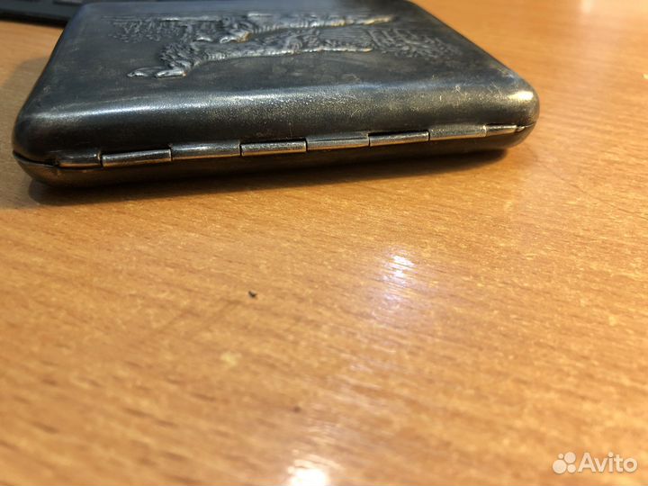 Портсигар охота Борзые собаки мельхиор