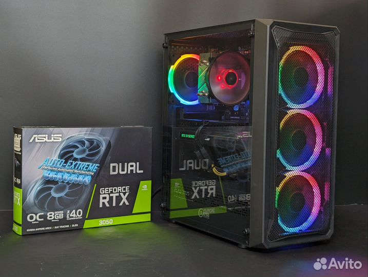 Игровой пк Ryzen 2600 / RTX 3050 /16gb/1.2tb