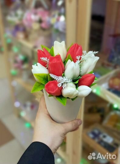 Букет из мыла, букет тюльпанов, мыло ручной работы
