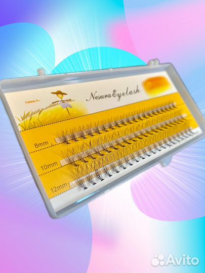 Накладные ресницы пучки с клеем