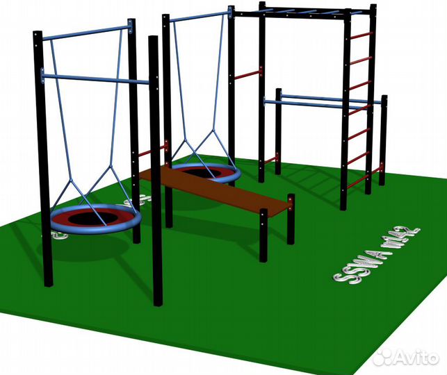Уличный спорткомплекс с качелью