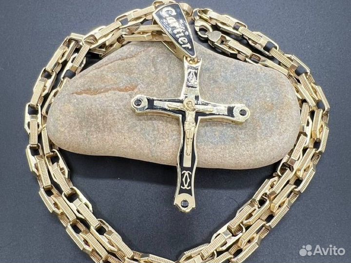 Золотой крестик мужской с цепочкой