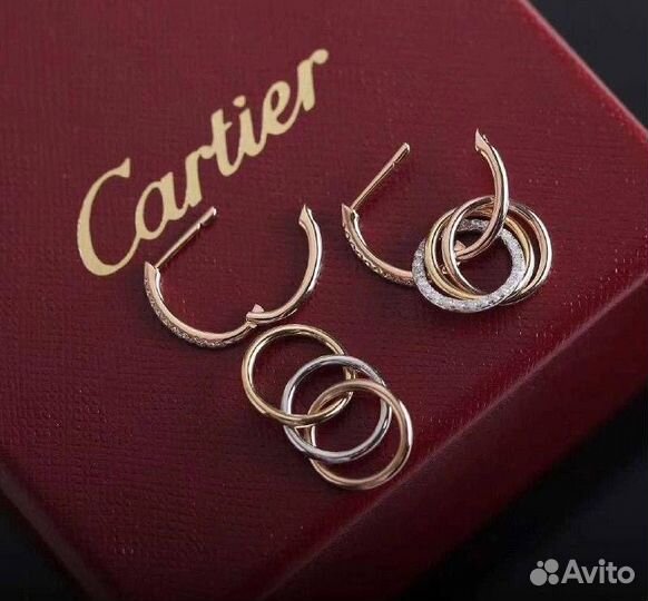 Серьги золотые Cartier Trinity