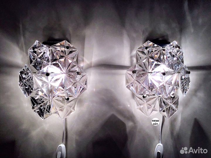 Светильник настенный Бра хрустальное 3 штуки СССР