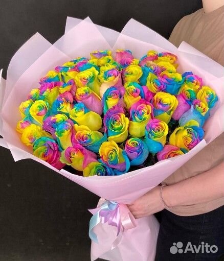 Радужные Розы Яркие