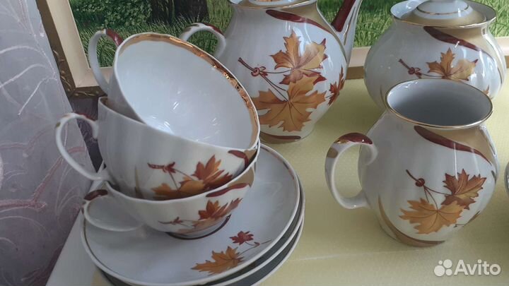Чайный сервиз фарфор Кленовый лист Дулево