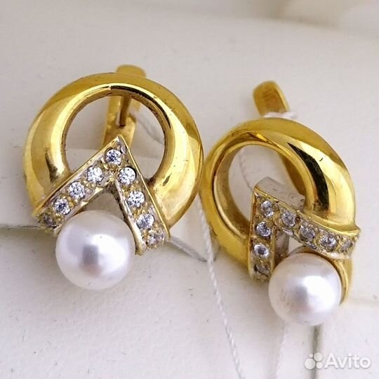Серьги / 8,48г / Золото750 / жемчуг