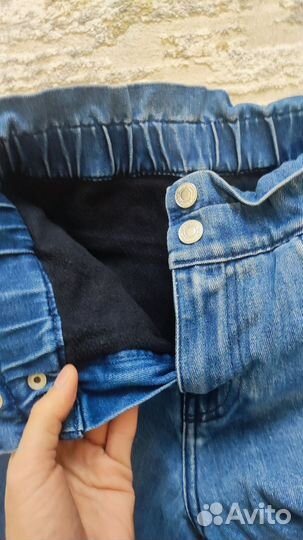 Джинсы утеплённые на флисе зимние 146