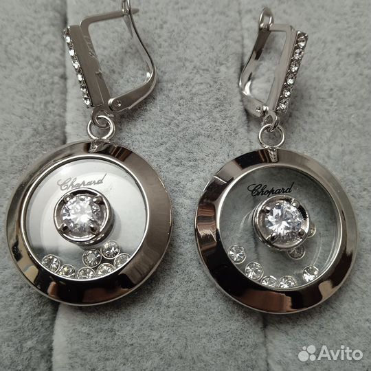 Серьги Chopard серебро цвет танцующие кристаллы