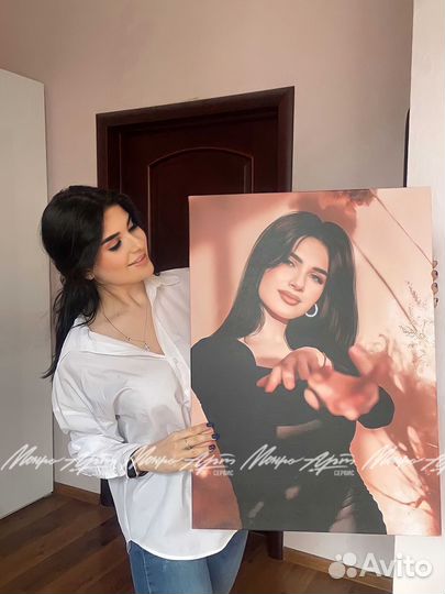 Портрет по фото на холсте на заказ для родных