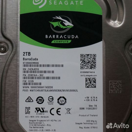 Исправный 2Tb Seagate Barracuda 3.5''