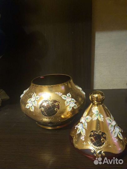 Ваза цветное стекло чехия