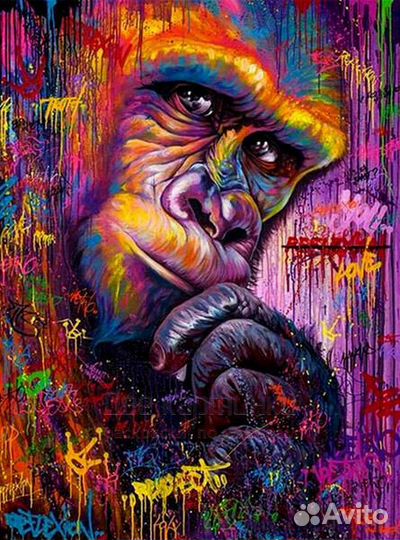 Картина по номерам 40x50 Задумчивая горилла