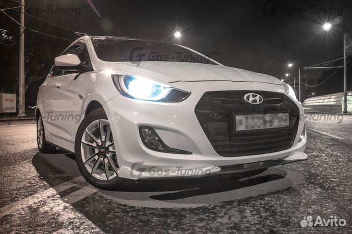 Накладка переднего бампера сплитер Hyundai Solaris