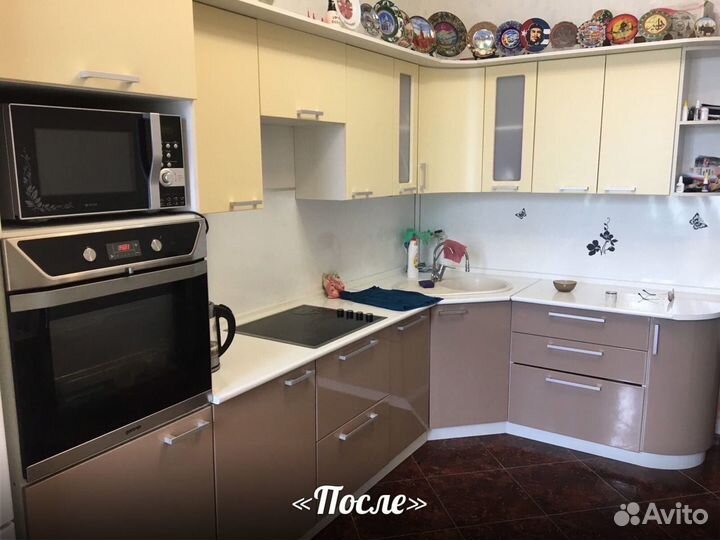 Изготовление новых кухонных фасадов, перетяжка