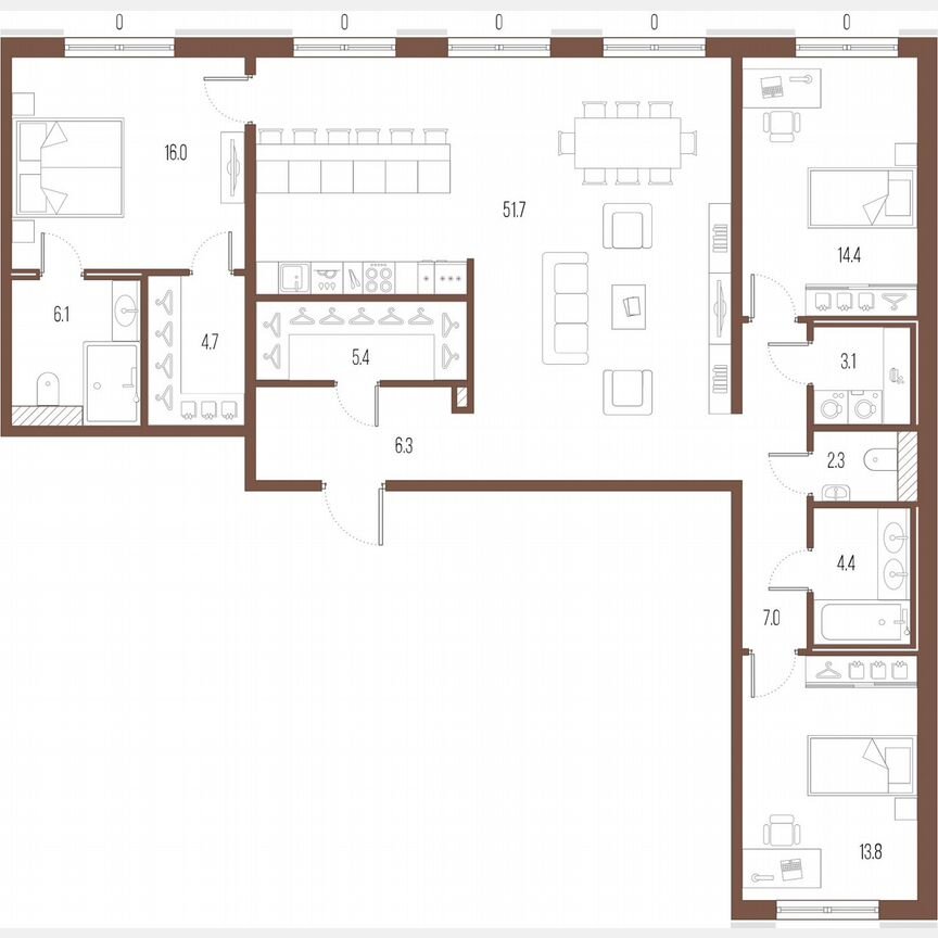 3-к. квартира, 135,2 м², 2/9 эт.